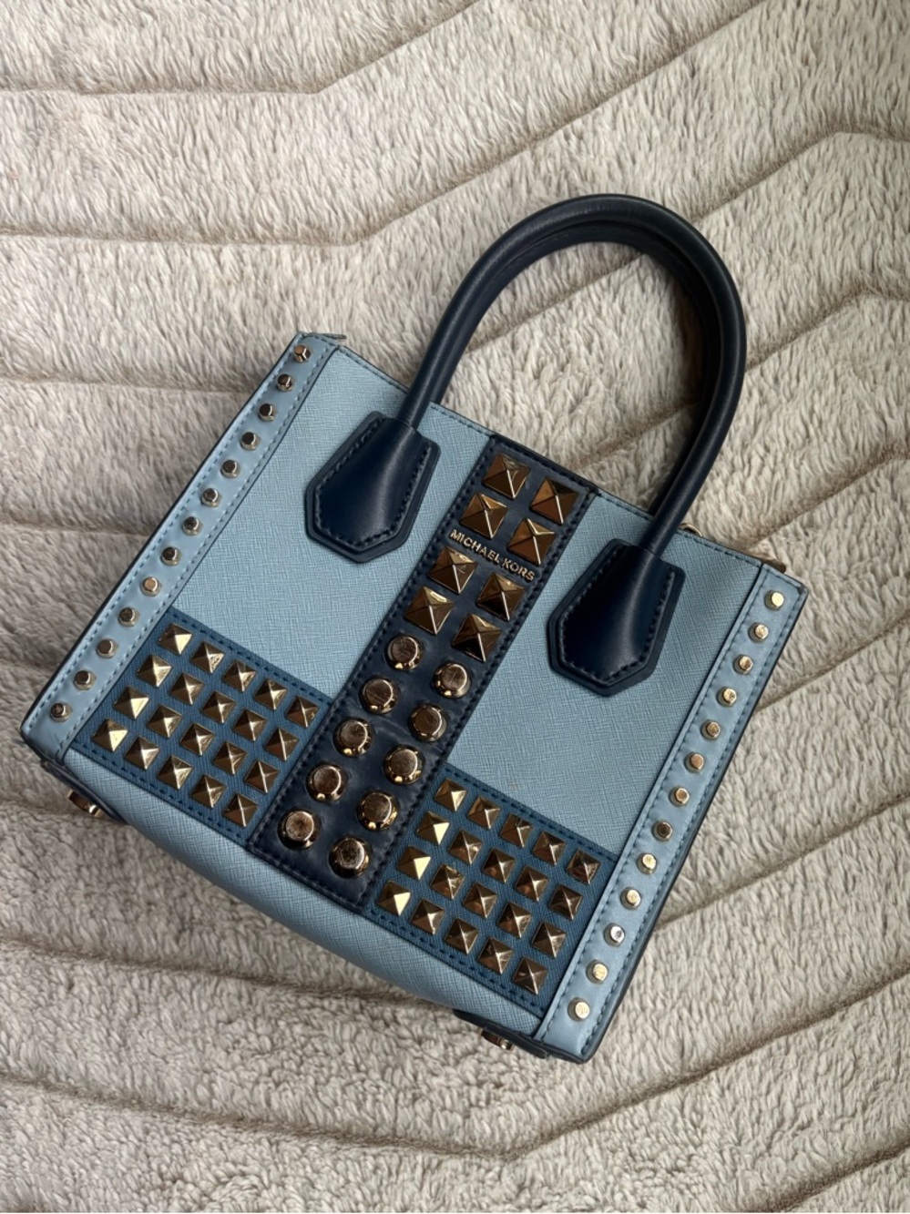 Michael Kors Powder Blue Satchel + Gold Hardware, Missing Strap and Attachments
